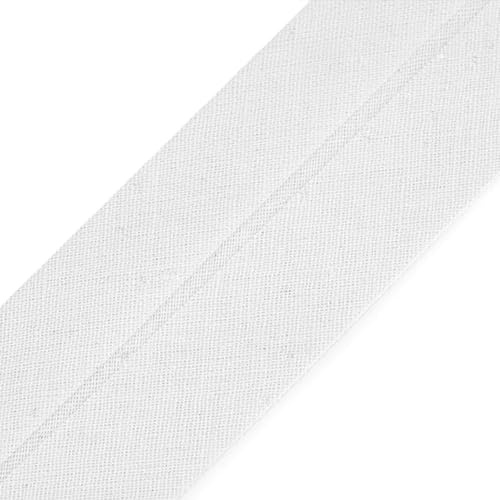 cyclingcolors 1x Schrägband aus 100% Baumwolle Breite 40 mm Länge 25 m Hochwertiges Einfassband Baumwollband Schrägband Ideal zum DIY, Weiß