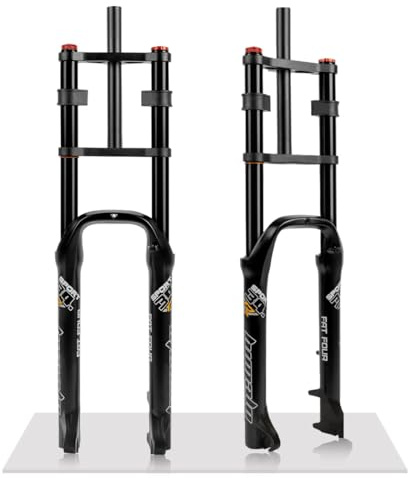 26 Tums Fatbike Luftfjädring For 4,0 Däck, Elcykel Mountain Bike Ebike Returjustering Slaglängd 140mm Dubbelkronad Framgaffel 9x135mm QR Skivbroms 1-1/8 Rakt Styrrör(Black)