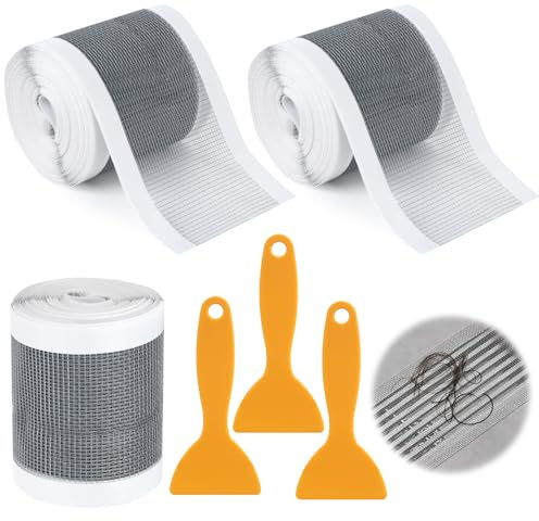 3 Rollen Haarsieb Dusche, 7cmx15m Abflusssieb Dusche, Selbstklebend Abfluss Haarfänger, Duschabfluss Mesh Aufkleber mit Plastikspachtel für Bad, Küche