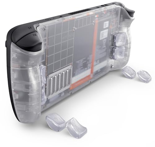 eXtremeRate Cover Posteriore Tasti Intercambiabili per Steam Deck LCD/OLED,Grip Pulsanti Ergonomici L4L5 R4R5 con 2 Altezze e Forme,Accessori Ricambio per Steam Deck Console,Trasparente