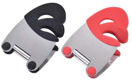 VALICLUD 2 pièces Porte Cuillère Inox Résistant Chaleur Clip Pot Multifonction pour Ustensiles de Cuisine Support Compact pour Cuillère et Spatule Lot de Rouge Noir