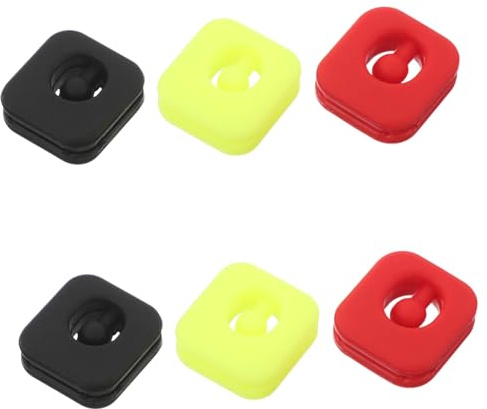 SUPVOX 6 Smorzatori Vibrazione in Silicone Quadrati Assorbitori Urti Corde Racket Colori Rossi Neri Giallo Fluorescente per Controllo e Comfort Gioco