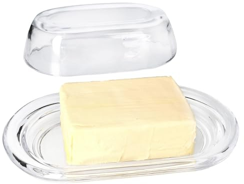 MamboCat Gourmet Butterdose mit Deckel aus Glas I ovale transparente Butterglocke für 1 Stück Butter (250g) I Behälter zur Aufbewahrung von Butter & Margarine