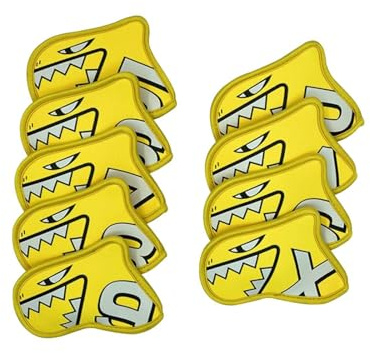 mophrati Neopren Golfschlägerhauben Set für Eisen – Schutz vor Staub und Wasser, wasserdichte Schlägerhüllen für Eisen, Damen und Herren, Putter, inklusive Schutzhülle, Gelb, 14 x 10 cm