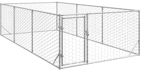 Mokuyary Outdoor-Hundezwinger mit Tür 2x4x1 m Verzinkter Stahl, Outdoor Hundehaus Hundehütte, Hundelaufstall Welpenlaufstall für Garten