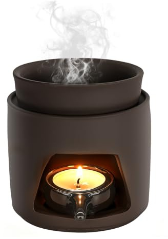 NUTKIT Lampara Aromática de Verámica, Quemador de Aceites Esenciales de Cerámica Púrpura Noir, para Esencias y Ceras, Quemador Aceites Esenciales para Leer Yoga Living Room