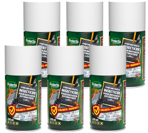 Protecta® Aérosol Insecticide – Anti-Moustiques, Mouches, Cafards & Fourmis – Insectes Rampants et Volants – Pyrèthre Végétal – Effet Choc & Anti-Réinfestation – Fabriqué en France (Lot de 6)