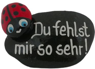 Grabstein personalisierbar ca. 8 cm mit Marienkäfer, Trauer Geschenke 1016 | Grabschmuck Wetterfest, Handschmeichler Trauerstein für Kindergrab, Sternenkind, Urnengrab Grabdekoration, Beileidsgeschenk