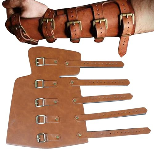 qokeeu Bågskytt handledsskena, läder, karpaltunnelbandage, renässans, kostymtillbehör för män, cosplay, jakt, skytte, utomhussporter (svart/)
