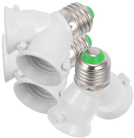 Adaptador de Casquillo Enchufe en Forma E27 3 Piezas | Cobre y Pbt, Blanco, para LED y Halógena, Uso Voltaje, Ligero y Fácil de Instalar