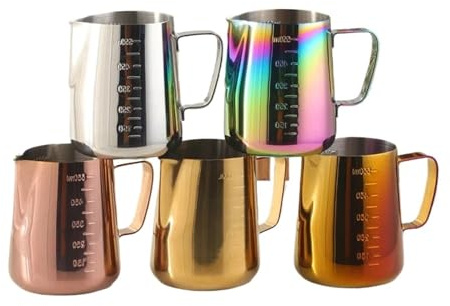 milk frothing pitcher, Tasses à café expresso 350/550ml, tasse à lait en fleur, tasse en acier inoxydable, artisanat Latte Art, pichet,for coffee machines(550ml colorful)