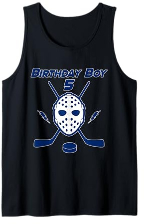 Maschera da Hockey Lightning Bolt Blu per Bambino, Buon 5° Compleanno Canotta