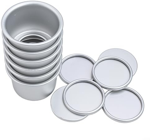 Molde para tartas de aleación de aluminio con parte inferior extraíble, pudín redondo de 2 pulgadas para hornear, utensilios para hornear postres para uso doméstico (10 piezas)
