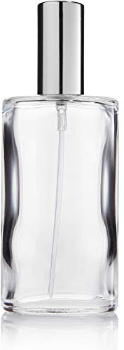 Atomizzatore Brand Fantasy Model Bottle in vetro trasparente, ovale, con pompa di atomizzazione + copertura in argento, per 100 ml, altezza 14 cm