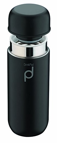Drink Pod Vacuum Insulated Flask, Stainless Steel, Black, 200ml