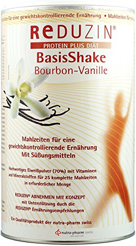 Reduzin Diät Shakes zum Abnehmen - Vanille - 25 cremige Vanille Shakes pro Dose, nur 208kcal, leckerer Abnehm Shake, Mahlzeitenersatz zum Trinken mit 21,7g Eiweiß pro Portion