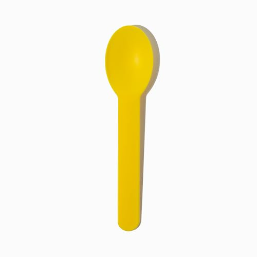 100-Count Heavy Duty Plastic Ice Cream Spoons Yellow Color | Dishwasher Safe & Reusable for Ice Cream, Yogurt | Frozen Dessert Supplies