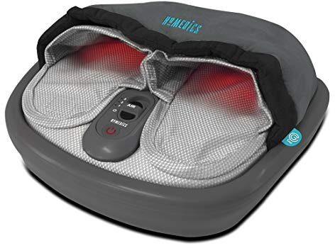 HoMedics Fußmassagegerät Beheizt - Fußwärmer mit Luftkompressionsmassage und Gel-Technologie, Gezieltes Shiatsu-Massagegerät mit Wärmefunktion, 3 Intensitätsstufen, Kneten Rollen, revitalisierend