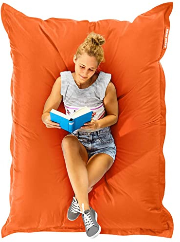 Green Bean© Poltrona a sacco XXL 140x180cm 380 Litri Bambini & Adulti Imbottitura Perle EPS Gigante Grande Esterno Lavabile Impermeabile Cuscino per sdraiarsi per pavimento Sedia Arancio