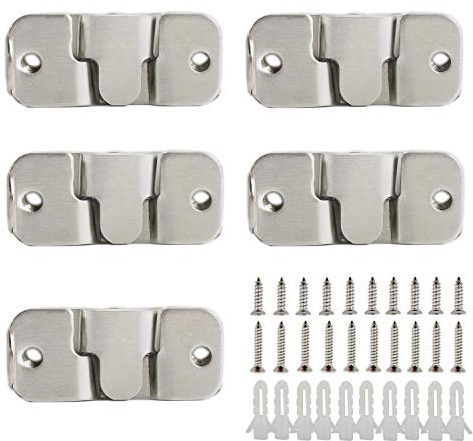 ULIFESTAR Furniture Flush Mount Bracket,Stainless Steel Picture Hanger Hook,Headboard Wall Mount Hardware,Heavy Duty Photo Frame Hook for Hanging Wedding Picture Photo Frame Mirror 10 Pack (Small)