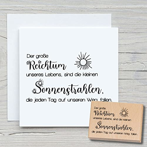 NEWSTAMPS Stempel der große Reichtum Motivstempel groß aus Holz & Gummi zum Karten und Geschenke basteln, Holzstempel für Sprüche, Spruchstempel, Textstempel, Schrift, Scrapbook, Textilstempel, Deko