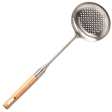 XXXXW Espumadera Colador Skimmer de Acero Inoxidable colador con la Herramienta de la Cocina de Madera de Mango Largo, 15 Pulgadas, Plata Coladores de Cocina