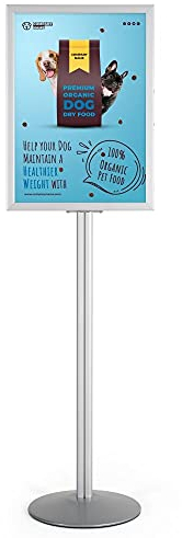 DISPLAY SALES Infoständer Sign in DIN A1 | Doppelseitiger Plakatständer | Flyerständer in silber | Schilderhalter Infodisplay