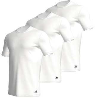 Adidas Herren kurzarm Unterhemd (3er Pack) rundhals Crew Neck T-Shirt (Gr. S - 3XL), Weiß, M