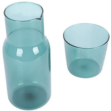 WINOMO Bedside Night Water Carafe Set Glass Pitcher Hot Cold Beverage Water Carafe Water Jug with Tumbler Glass for Bedroom Bathroom
