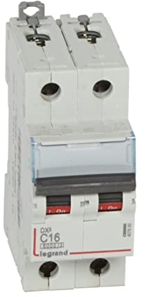 Legrand 407800E, Interruptor Automático Magneto Térmico, 2P, 16A, Curva C, 10 kA, 2 módulo, DX3