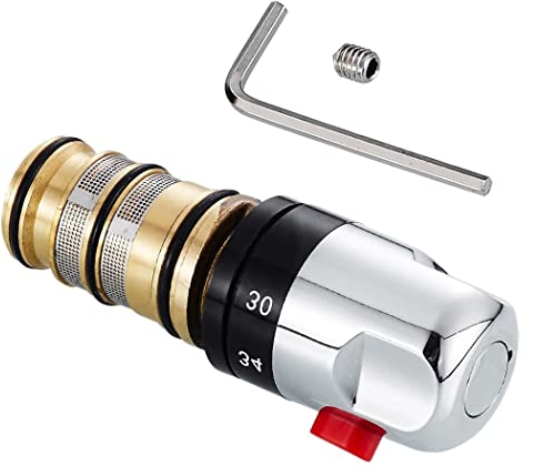 ZYWUOY Thermostatic Cartridge Replacement for Shower Bar Mixer Vavle Repair Kit with Temperature Control Handle Brass