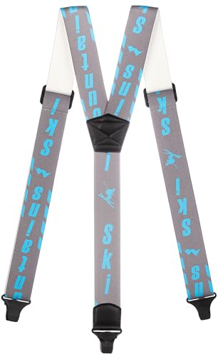 Olata Tirantes Ajustables para Pantalón de Esquí (Gris/Azul) - 4 cm Adulto. Y-Forma (Clips de Plástico)