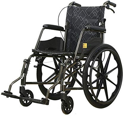 AZICYN Leichter Klapprollstuhl, Carbonstahlrahmen, Reiserollstühle Faltbare Rückenlehne Mobilitätsroller (Schwarz)