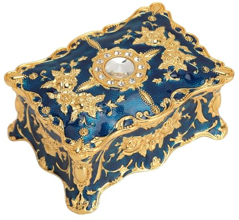 Vintage Schmuckschatulle aus Metall, Kleine Schmuckaufbewahrungsbox, Rechteckige Schmuckschatulle, Schmuckschatulle, Schmuckschatulle, Schmuckschatulle, für Frauen und Mädchen