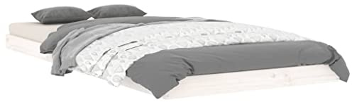 vidaXL Massivholzbett Einzelbett Bettgestell Bett Holzbett Bettrahmen Lattenrost Schlafzimmerbett Schlafzimmermöbel Weiß 90x200cm Kiefer