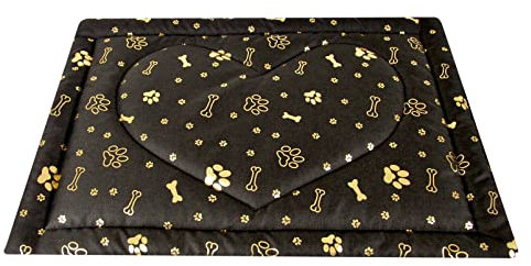 Aves-24 PIMPUS Hundematte Gr. M/L/XL Waschbar rutschfest Hundebett Liegedecke Hunde Katze für große oder kleine Hunde (M - 50x70cm, Braun/Gold)