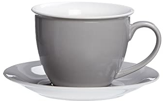 Ritzenhoff & Breker Doppio Milchkaffee Tasse mit Untertasse, 350 ml, Grau, Porzellan, Buntes Mix-und-Match-Geschirr