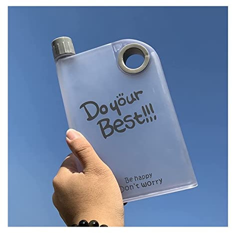 Wasserflasche für Sport Tragbare Flache A5 Quadratische Wasserflasche 10 Farben Cup Cold Juice Water Sports Cup Mit Tragbarer Outdoor-Wasserflasche Nachhaltige Wasserflasche ( Blue : Matte-grey )