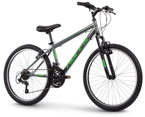 Huffy Stone Mountain Mens 24 Inch Mountain Bike, Charcoal Gloss Frame, 21-Speed Shimano Twist Shifting, Front Suspension, Comfort Saddle | 20/24/26 Sizes, 6-21 Speeds, Dual Suspension Available