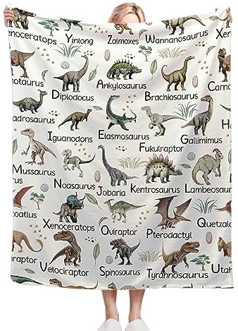 Coperta con alfabeto dinosauro, regalo educativo per ragazze e ragazzi amanti dei dinosauri, super morbida, coperta in flanella per divano, campeggio, viaggi, calda decorazione per la casa per tutte