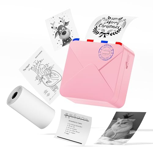 ASprink M02S Mini stampante per smartphone, stampante per etichette Bluetooth con un rotolo di carta per stampante termica, stampante fotografica per smartphone, compatibile con iPhone e Android –
