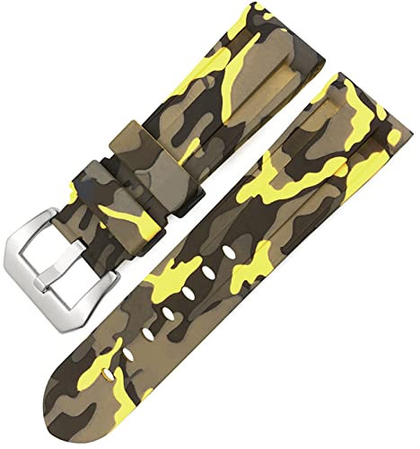 ORKDFJ Correa de reloj de goma con cierre de mariposa de 24 mm y 26 mm para Panerai LUMINOR sumergible colorida correa de reloj deportivo de silicona, 26mm, Agate