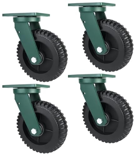 4 Schwerlastrollen Lenkrolle Ø 15cm 20cm Industrierollen Bockrollen Pannensichere Vollgummi Rad, Lenkrolle Mit Bremse 1800kg Tragkraft Mit Axialkugellager, Transportrolle