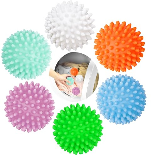 PIWOSGOL Trocknerbälle für Wäschetrockner 6 Stück, Waschbälle für Waschmaschine, antistatisch, macht Kleidung weich, flauschige Wäsche, weniger Falten, Wiederverwendbare Dryer Balls für Daunenjacken