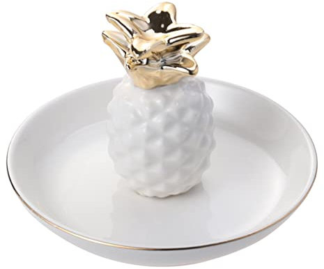 PACKOVE Ceramic Jewelry Dish Trinket Tray for Ring Bracelet Necklace Earring Pineapple Ornament