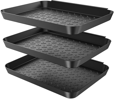 Bac à Chaussures, Lot de 3 bacs d'égouttement à chaussures, Égouttoir Chaussures, Bac à Chaussures Plastique Porte Chaussures Avec bord surélevé, pour la pluie, l'automne, l'hiver, 35 x 27 x 3 cm