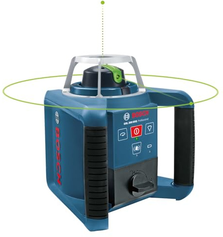 Bosch Professional Laser Rotatif GRL 300 HVG (cellule de réception LR 1 G avec support, Portée : jusqu'à 300 m (Diamètre), piles (2xD, 1x9V), Chargeur, dans L-Boxx)