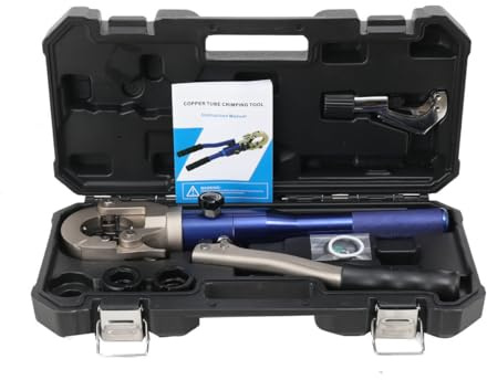 QWEXOB Copper Tube fittings Crimping tool with 1/2,3/4 and 1-inch Jaw for ProPress Copper Fitting Hydraulic Pipe Pressing Machine HT-1950 Body