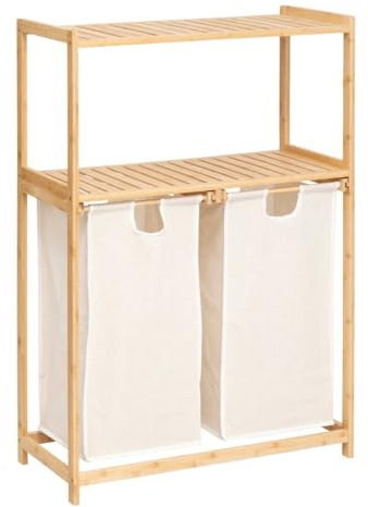5 five simply smart 5five - scaffale tidy box con 2 sacchi per biancheria in bambù marrone 72x33cm