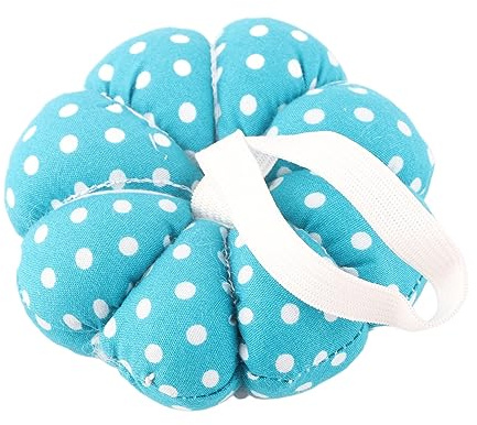 Nadelkissen, Handgelenknadelkissen mit Gummiband, Nähnadelkissen, Kürbisnadelhalter, Armband, Nadelkissen zum Nähen, Nadelkissen für Handarbeiten, Punktedruck (Blau)